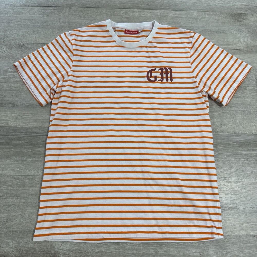 Grand Marnier Cognac Shirt Orange White Striped Logo Men’s Tee XL